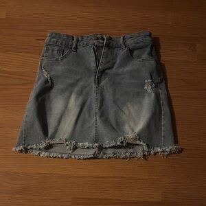 SHEIN Distressed Denim Mini Skirt